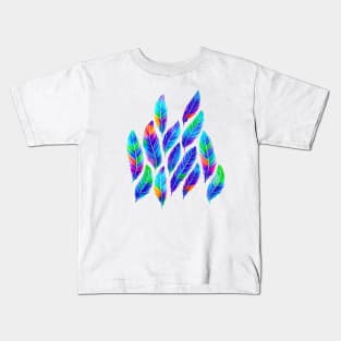 Multicolor Feathers Watercolor Painting Kids T-Shirt